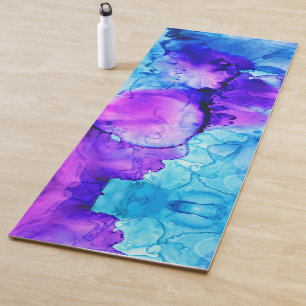 Tapis De Yoga Motif de dégradé d'aquarelle violet et bleu