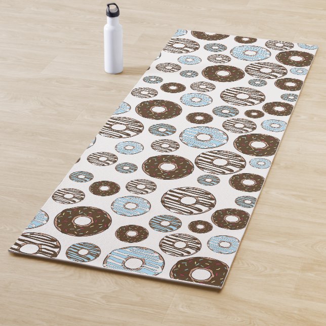 Tapis De Yoga Motif De Donuts, Donuts Bleus, Donuts Brown (En situation)