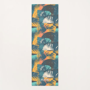 Tapis De Yoga Motif de feuille Abstrait monogramme personnalisé