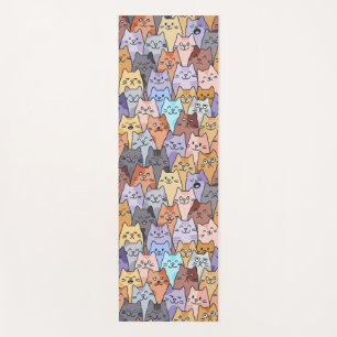 Tapis De Yoga Motif de foule de chats mignons et colorés avec vi