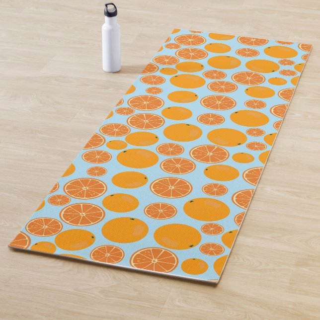 Tapis De Yoga Motif de fruits orange (En situation)