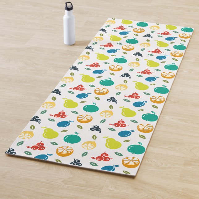 Tapis De Yoga Motif de fruits, Plum, Orange, Citron, Poire, Pomm (En situation)