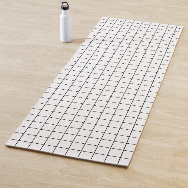 Tapis De Yoga Motif de grille minimale vérifiée (En situation)