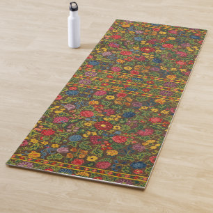 Tapis De Yoga Motif de jardin botanique antique vibrant