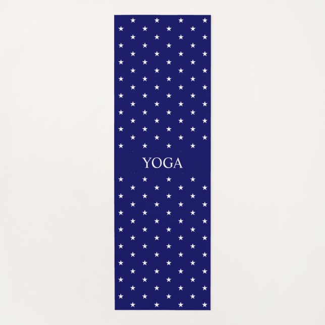 Tapis De Yoga Motif de l'étoile blanche sur bleu marine (Devant)