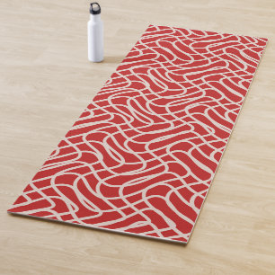 Tapis De Yoga Motif De Ligne Abstraite Rouge Et Crème