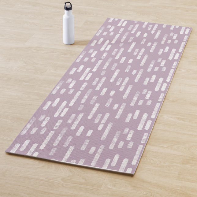 Tapis De Yoga Motif de lignes arrondies Mauve et Blanc (En situation)