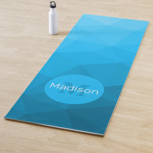 Tapis De Yoga Motif de maillage géométrique bleu turquoise