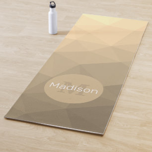 Tapis De Yoga Motif de maille géométrique jaune brun brun foncé