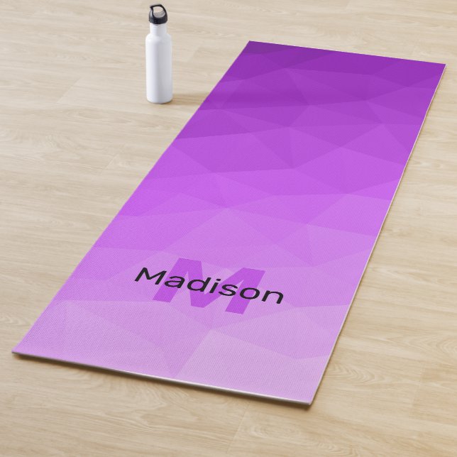 Tapis De Yoga Motif de maille géométrique lavande violette Monog (En situation)