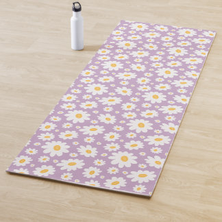 Tapis De Yoga Motif de Marguerite Dessiné à la Main avec Lavande