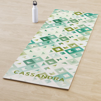 Tapis De Yoga Motif de mosaïque bleu Turquoise vert olive person