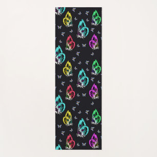 Tapis De Yoga Motif de papillon noir coloré