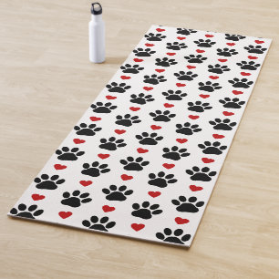 Tapis De Yoga Motif De Pâtes, Pâtes De Chien, Pâtes Noires, Coeu