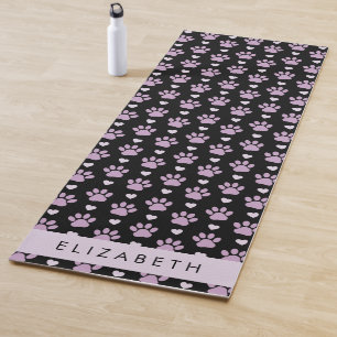 Tapis De Yoga Motif De Pâtes, Pâtes Lilac, Coeurs, Votre Nom