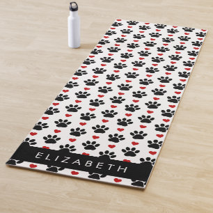 Tapis De Yoga Motif De Pâtes, Pâtes Noires, Coeurs Rouges, Votre