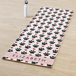 Tapis De Yoga Motif De Pâtes, Pâtes Noires, Coeurs Rouges, Votre