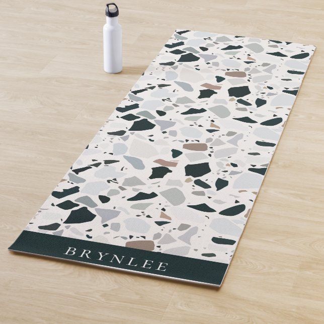 Tapis De Yoga Motif de pierre de Terrazzo (En situation)