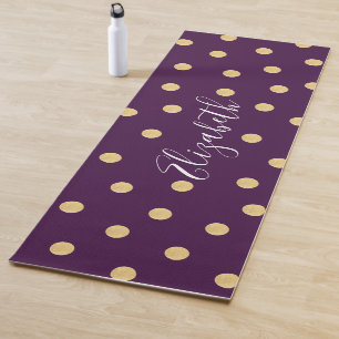 Tapis De Yoga Motif de point de Polka d'or violet