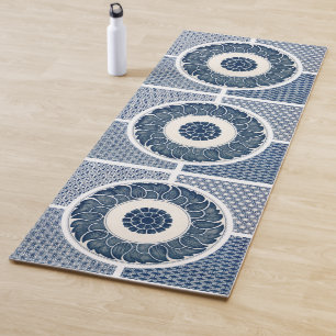 Tapis De Yoga Motif de porcelaine antique chinoise bleu et blanc