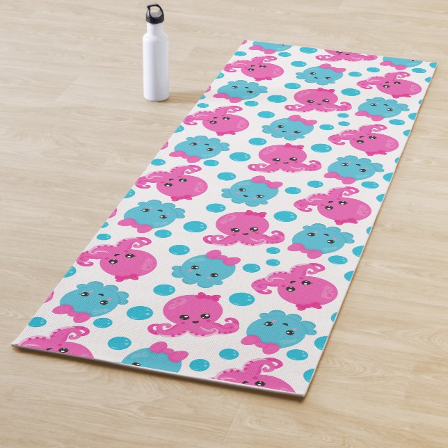 Tapis De Yoga Motif de poulpe, poulpe mignonne, Animaux de mer (En situation)