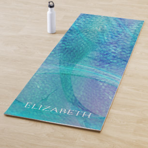 Tapis De Yoga Motif de queue de sirène turquoise pourpre personn