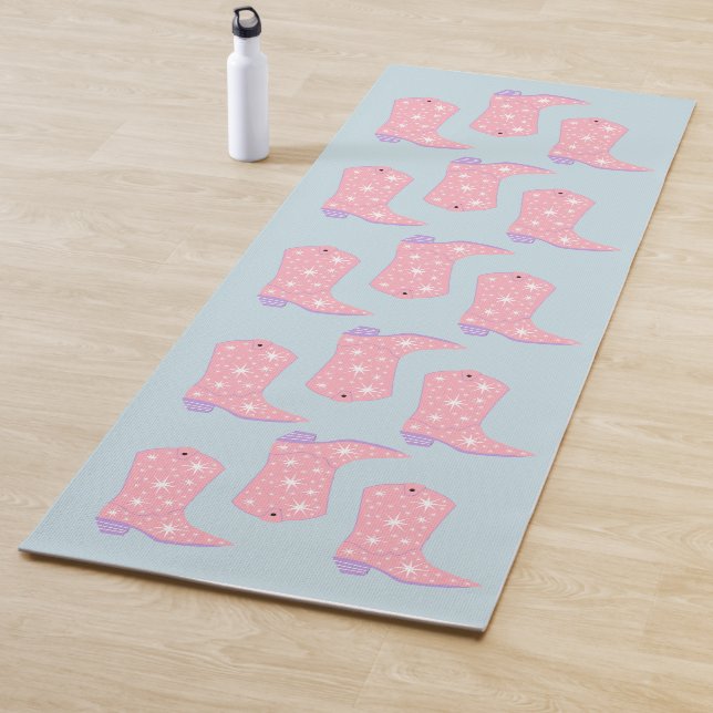 Tapis De Yoga Motif de rodéo Lilac Lavender Cowgirl Boots (En situation)