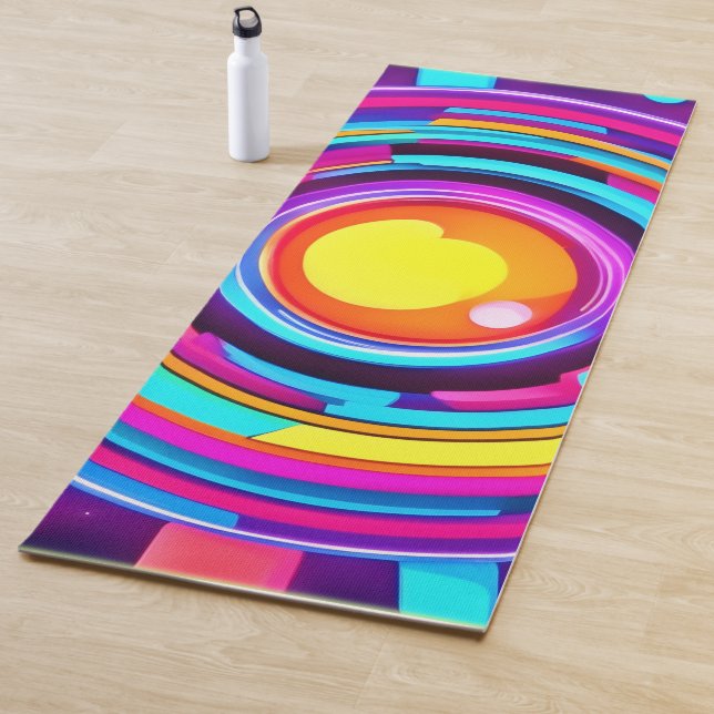Tapis De Yoga Motif de vortex en cercle néon (En situation)