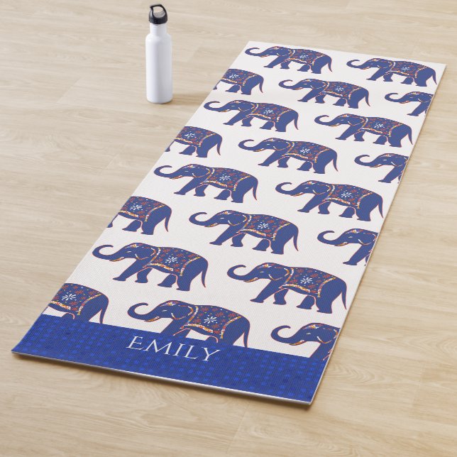 Tapis De Yoga Motif d'éléphant bleu Personnalisé Yoga Mat (En situation)