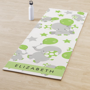 Tapis De Yoga Motif D'Eléphants, Eléphants Mignons, Votre Nom