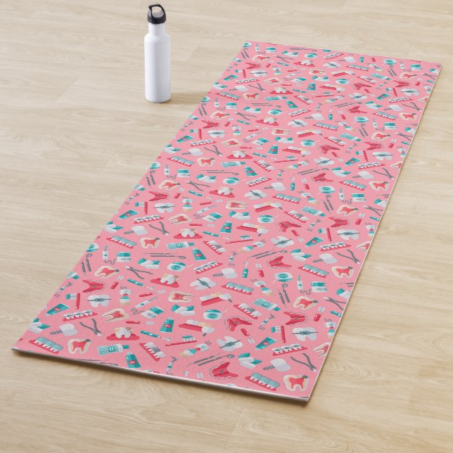 Tapis De Yoga Motif dentaire rose (En situation)