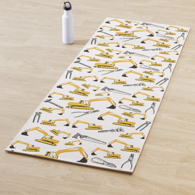 Tapis De Yoga Motif des camions et des outils de construction de (En situation)