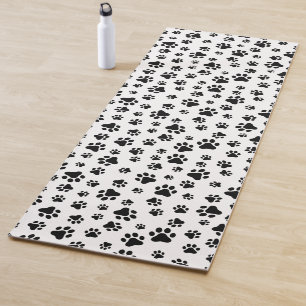 Tapis De Yoga Motif des pattes, pattes de chien, noir et blanc