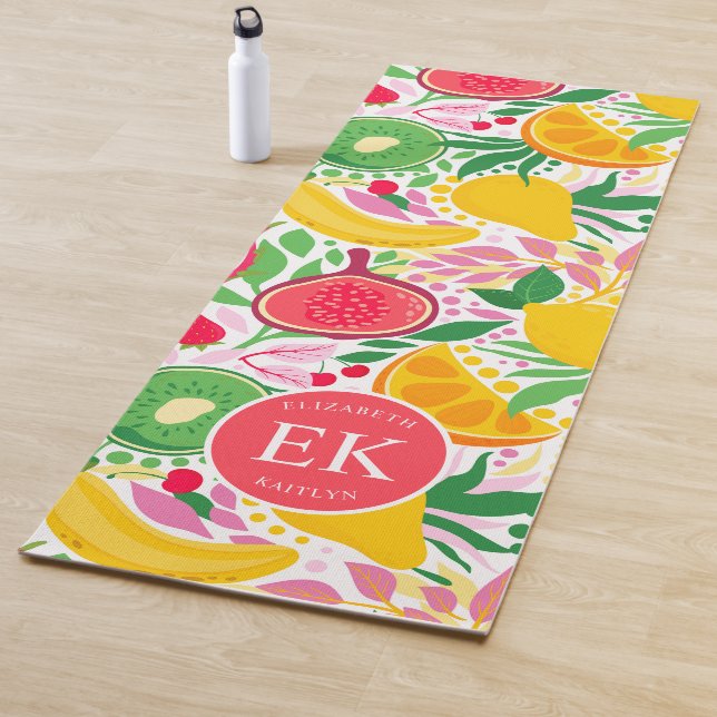 Tapis De Yoga Motif d'été pour le Monogramme de fruits tropicaux (En situation)