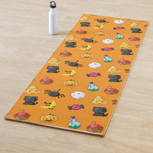 Tapis De Yoga Motif d'Halloween mignon avec arrière - plan orang