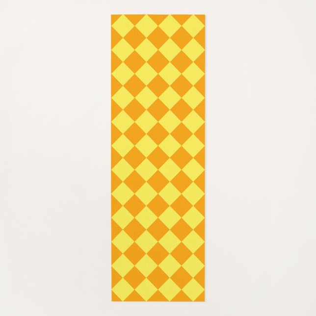 Tapis De Yoga Motif diamant orange jaune Checker (Devant)