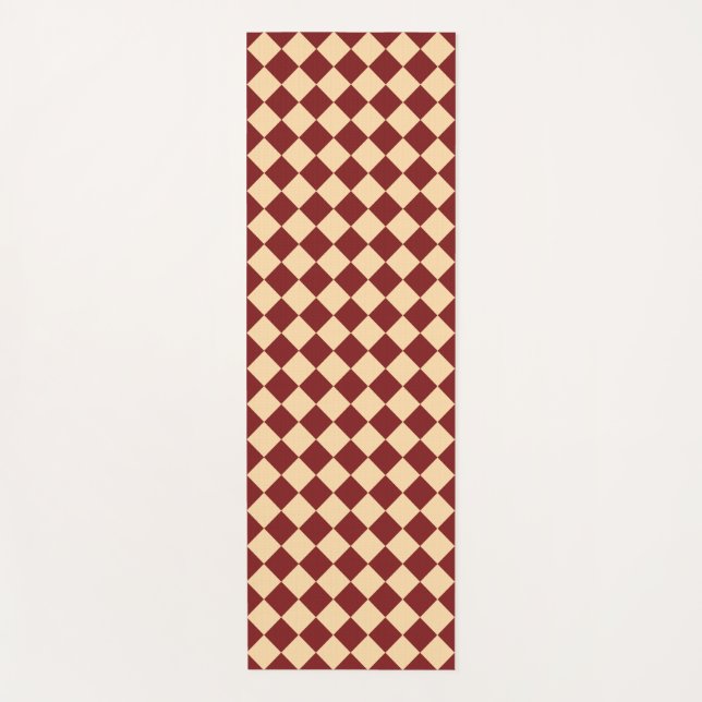 Tapis De Yoga Motif diamant rouge jaune Checker (Devant)