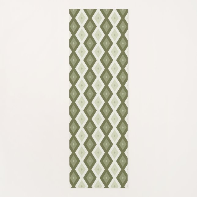 Tapis De Yoga Motif diamant vert olive (Devant)