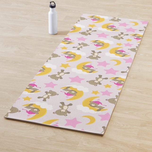 Tapis De Yoga Motif D'Ours, Nounours, Mignons Ours, Étoiles (En situation)