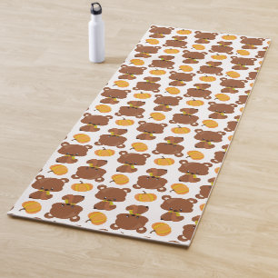 Tapis De Yoga Motif D'Ours, Ours Mignons, Automne, Citrouille