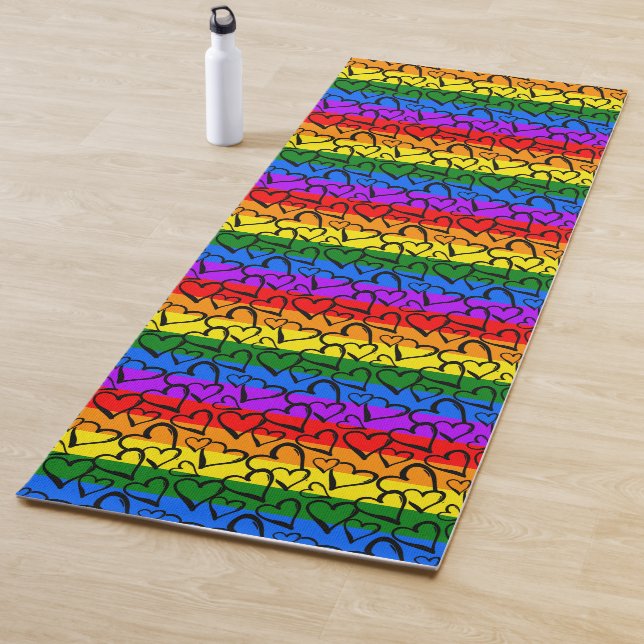 Tapis De Yoga Motif du coeur arc-en-ciel (En situation)