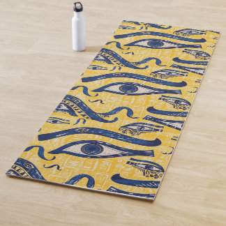 Tapis De Yoga Motif égyptien jaune et bleu - Oeil de Horus