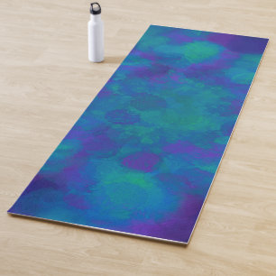 Tapis De Yoga Motif élégant pourpre d'aquarelle de vert bleu