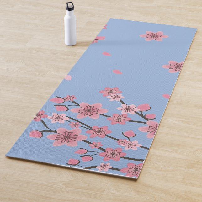 Tapis De Yoga Motif en fleurs de cerisiers botaniques en chute d (En situation)