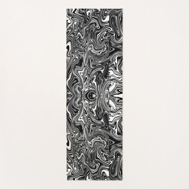 Tapis De Yoga Motif en marbre Abstrait noir et blanc (Devant)
