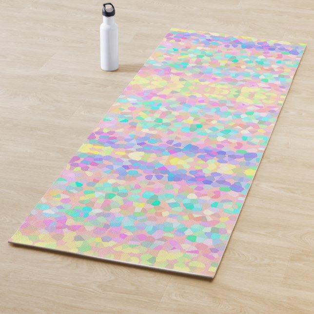 Tapis De Yoga Motif en mosaïque bleu rose pastel (En situation)
