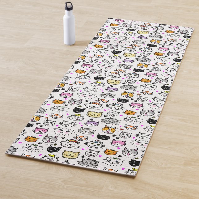 Tapis De Yoga Motif face chats Whimsical (En situation)