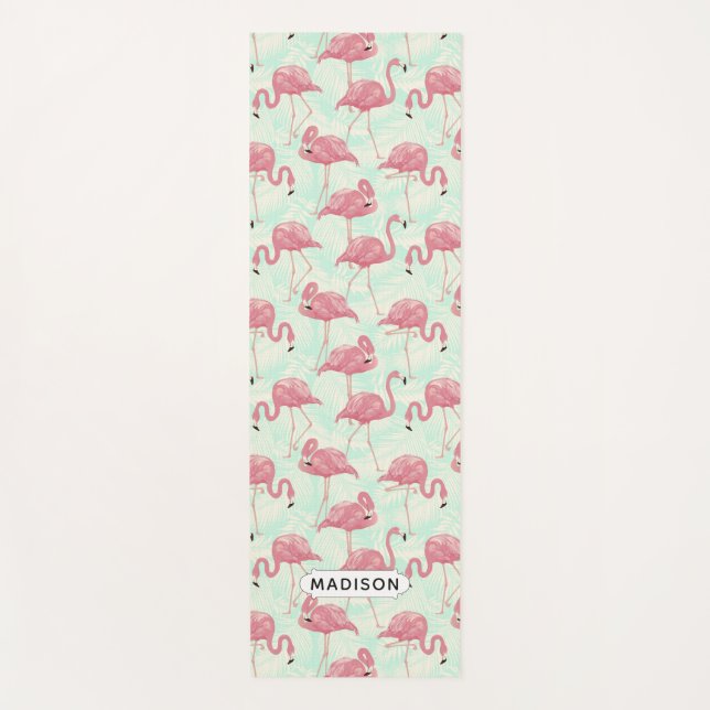 Tapis De Yoga Motif Flamingo cousue nom personnalisé yoga mat (Devant)