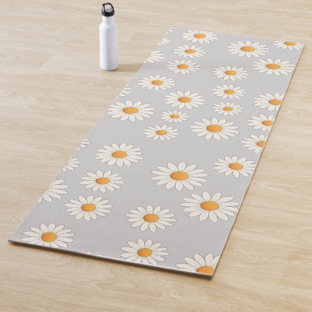 Tapis De Yoga Motif Fleur Chic Daisy - Design Floral Cute - (En situation)