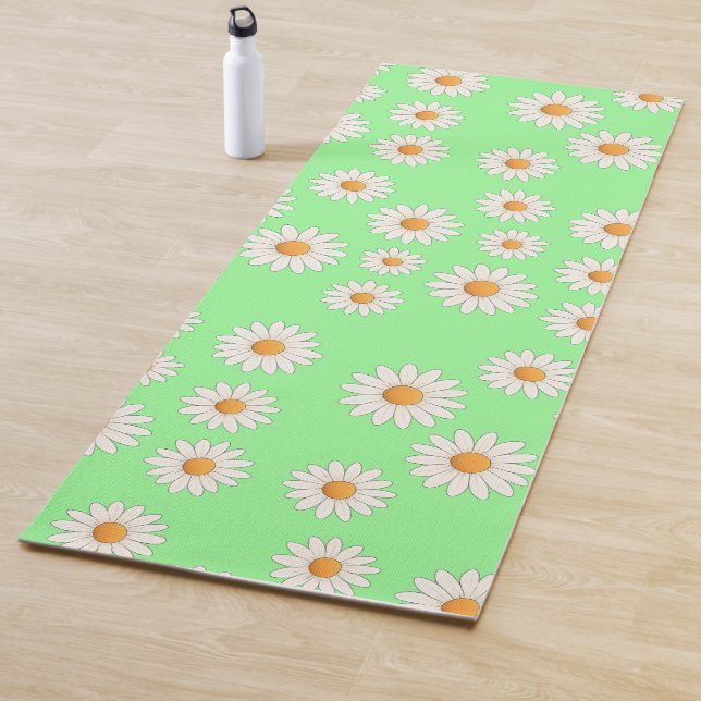 Tapis De Yoga Motif Fleur Chic Daisy - Design Floral Cute - (En situation)
